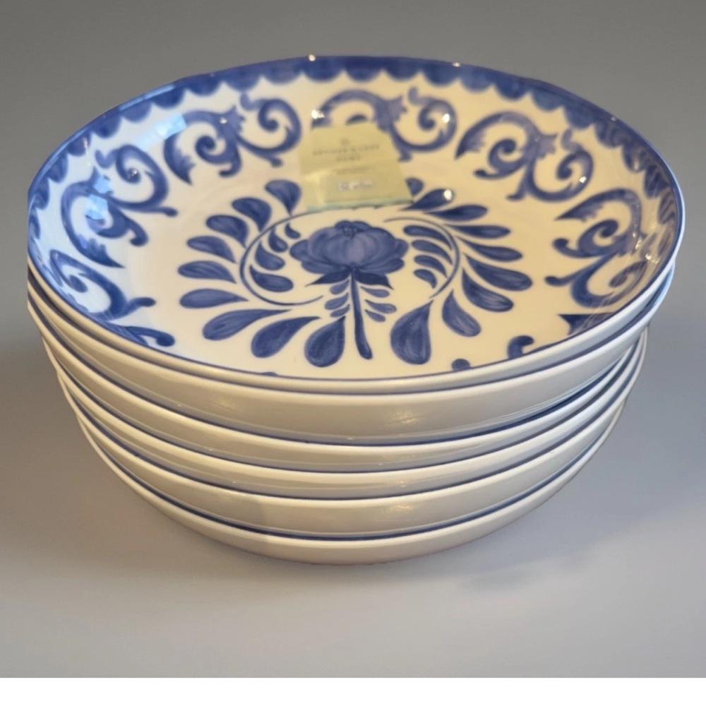 Artisan de Luxe Blue Rose Scroll melamine 6 8.5” Pasta Salad 1 Serving Bowl - Picture 3 of 7